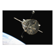 The Hubble Space Telescope in orbit above Earth Photographic Print