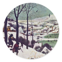 The Hunters In The Snow,  By Bruegel D. Ä. Pieter Round Stickers