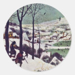 The Hunters In The Snow,  By Bruegel D. Ä. Pieter Round Stickers