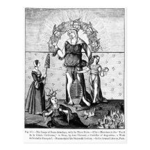 The Image of Dame Astrology with the Three Postcards