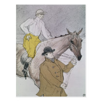 The jockey led to the start postcards