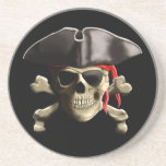 The Jolly Roger Pirate Skull Beverage Coasters