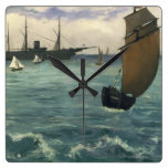 The "Kearsarge" at Boulogne - Édouard Manet Square Wallclock