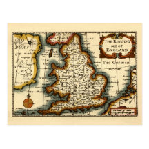 The Kingdome of England Historic Map Post Cards