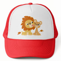 The Kiss: Cute Cartoon Lion Couple Hat