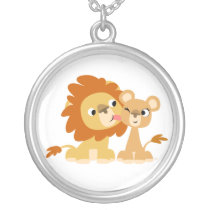 The Kiss: Cute Cartoon Lion Couple Necklace