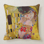 The Kiss (detail) and original Der Kuss by Klimt Pillow