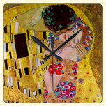 The Kiss (detail) by Gustav Klimt wall clocks
