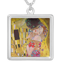 The Kiss (detail) by Gustav Klimt Necklace
