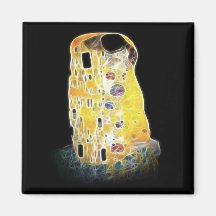 The Kiss Gustav Klimt Yellow Digital Painting Refrigerator Magnets