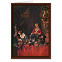 The Kitchen By Lancret Nicolas (Best Quality) Greeting Card