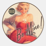 The Kitsch Bitsch : "Be Mine" Valentine Pin-Up Round Stickers