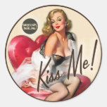 The Kitsch Bitsch : "Kiss Me" Valentine Pin-Up Round Stickers
