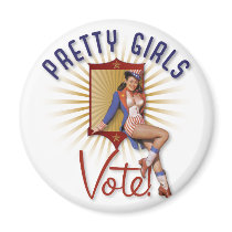 The Kitsch Bitsch : Pretty Girls Vote 1970s Pin-Up Magnet