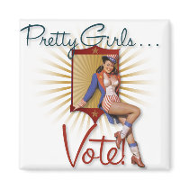 The Kitsch Bitsch : Pretty Girls Vote 1970s Pin-Up Magnets