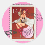 The Kitsch Bitsch : "Red Hot" Candy Heart Pin-Up Round Stickers