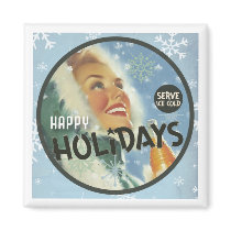 The Kitsch Bitsch : Retro Happy Holidays Graphic Refrigerator Magnet