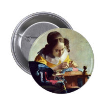 The Lacemaker, Français La Dentelière,  By Vermeer Buttons