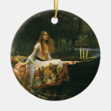 The Lady of Shalott (On Boat) by JW Waterhouse Christmas Tree Ornaments