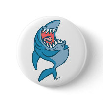 The Laughing Shark cartoon button badge