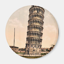 The Leaning Tower, Pisa, Italy classic Photochrom Fridge Magnet