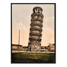 The Leaning Tower, Pisa, Italy classic Photochrom Postcards
