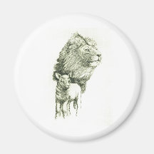THE LION & THE LAMB REFRIGERATOR MAGNET