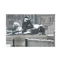 The lions-Trafalgar Square London Stretched Canvas Print