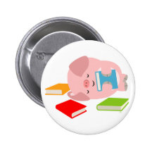 The Little Book Lover ( Cartoon Pig) Button Badge