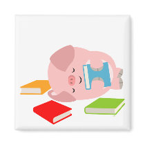The Little Book Lover (Cute Cartoon Pig) Magnet