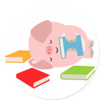 The Little Book Lover (Cute Cartoon Pig) Sticker