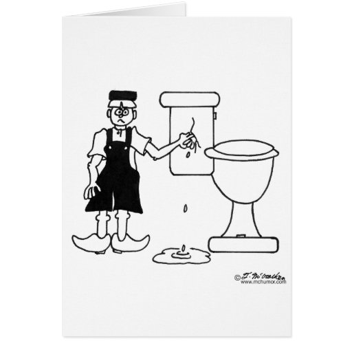 The Little Dutch Boy Stops a Leak in a Toilet Greeting Card