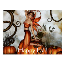 The Little Pumpkin Fairy Postcard by Emma Marlow