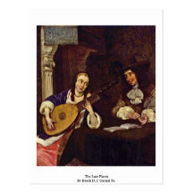 The Lute Player By Borch D. J. Gerard Ter Postcards
