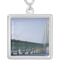 The Mackinac Bridge spanning the Straits of 2 Custom Necklace