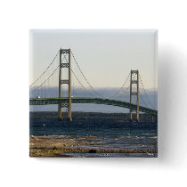 The Mackinac Bridge spanning the Straits of 4 Pinback Button