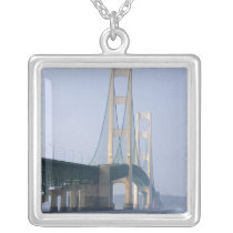 The Mackinac Bridge spanning the Straits of Personalized Necklace