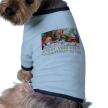 THE MAD HATTER WISHES ALICE A MERRY UNBIRTHDAY! DOG TEE SHIRT