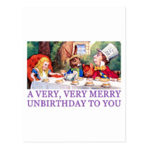 THE MAD HATTER WISHES ALICE A MERRY UNBIRTHDAY! POST CARDS