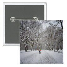The Mall in Winter, Central Park, New York City Pinback Button
