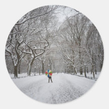 The Mall in Winter, Central Park, New York City Round Stickers