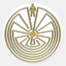 The Man in the Maze - gold Round Sticker