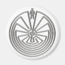The Man in the Maze - silver Fridge Magnets