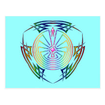 The Man in the Maze - Tribal Tattoo coloured Post Cards