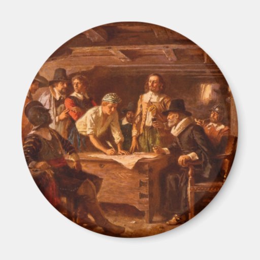 The Mayflower Compact by Jean Leon Gerome Ferris Fridge Magnets
