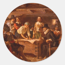 The Mayflower Compact by Jean Leon Gerome Ferris Sticker