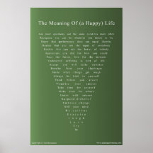The Meaning of (a Happy) Life Poster - 24x36 green