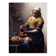 The Milkmaid in detail by Johannes Vermeer Postcard