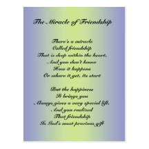 The Miracle of Friendship poem Postcard