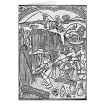 The Month of August, from a shepherd's calendar Greeting Cards